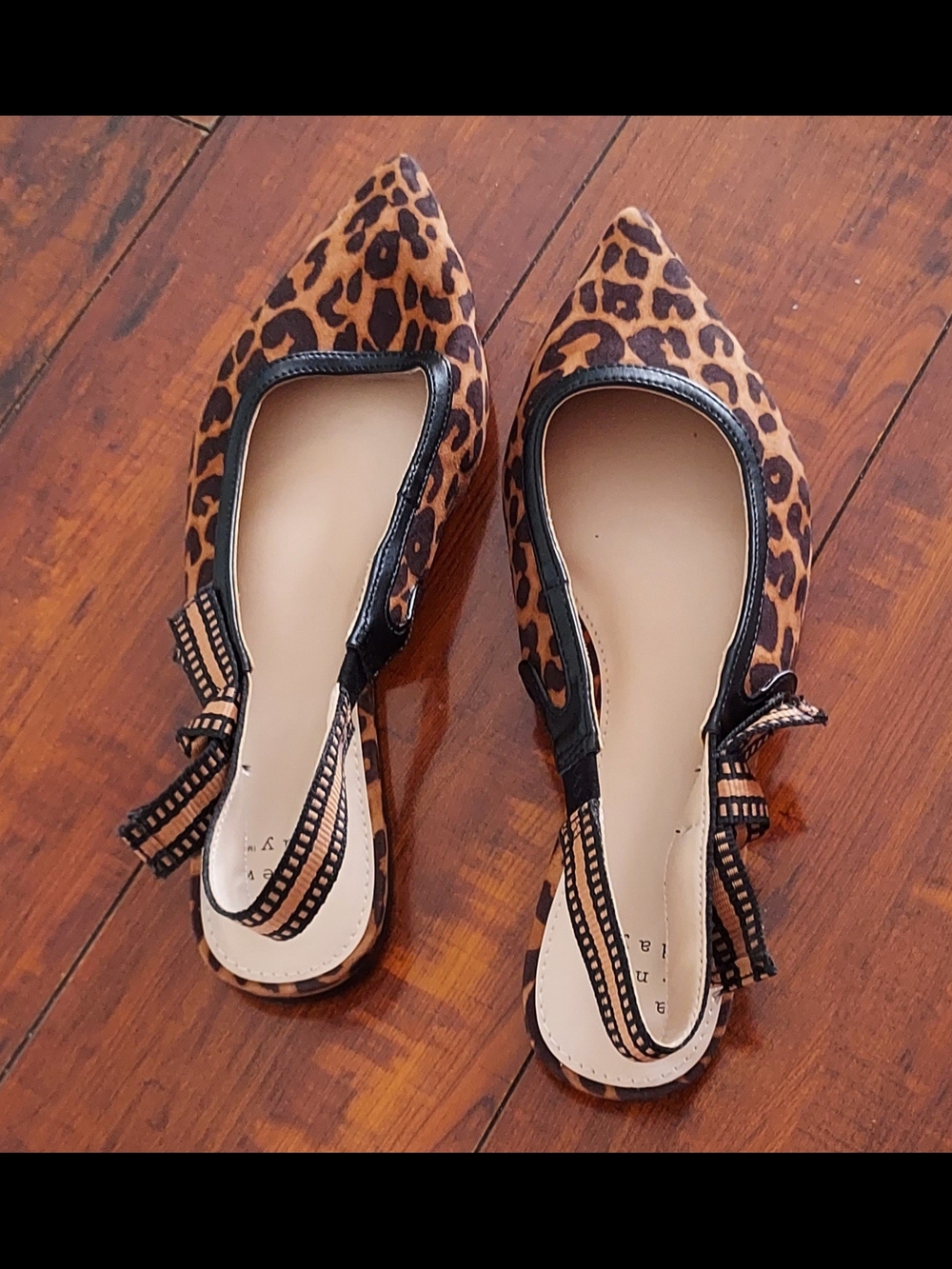 a new day Leopard Print Pointed Toe Slingback Flats - Brown/Black